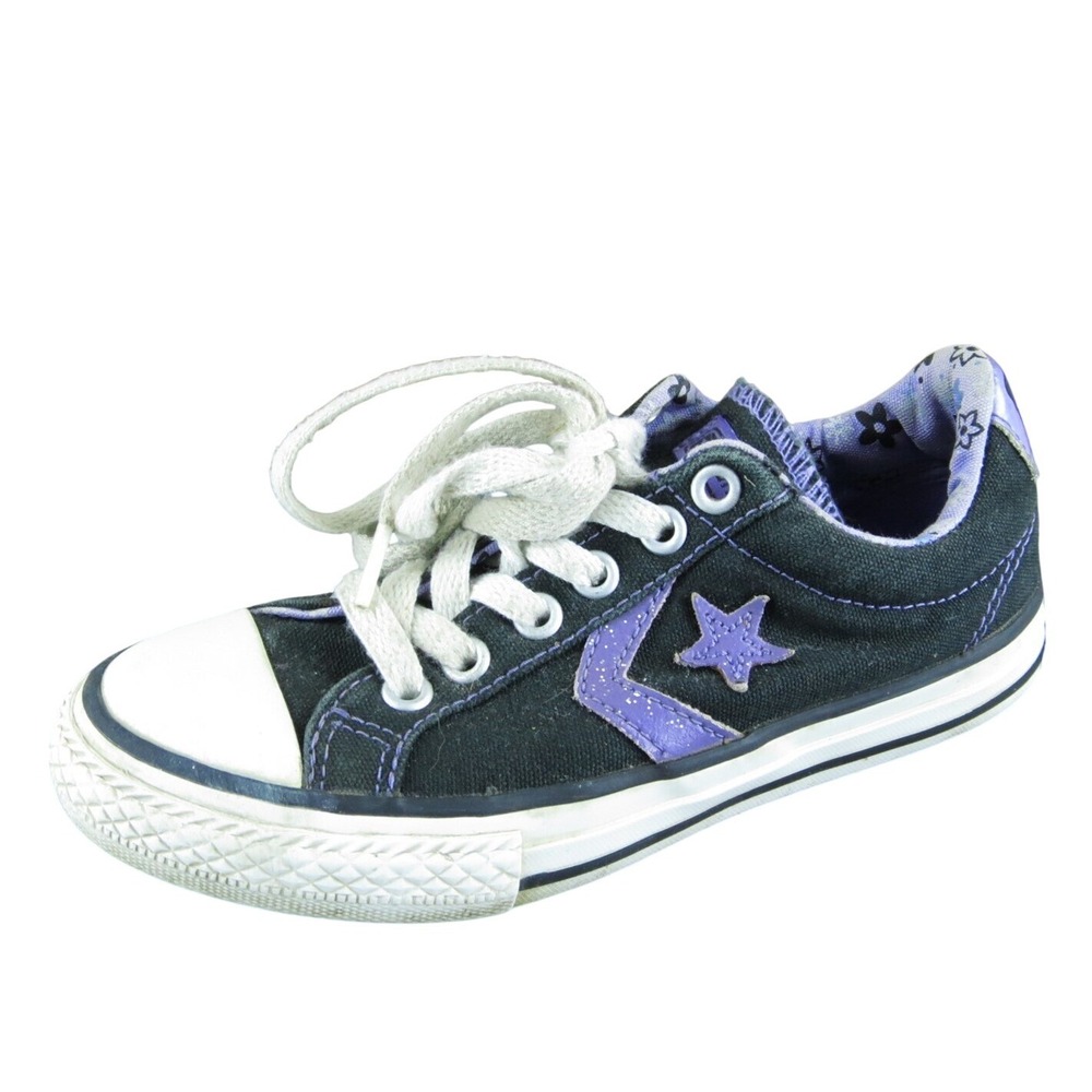 Converse Youth Girls Sneaker Shoes Size 13 Medium‎ Black Fabric Lace Up